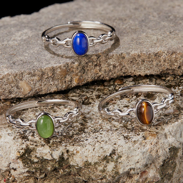 Wholesale Women's Ring S925 Sterling Silver Geometric Design Set With Gemstones