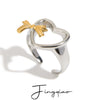 Wholesale Women's Ring Stainless Steel Geometric Love Bow Open Jewelry Electroplated Light Luxury