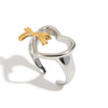 Wholesale Women's Ring Stainless Steel Geometric Love Bow Open Jewelry Electroplated Light Luxury