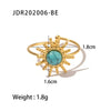 Wholesale Women's Ring Stainless Steel Inlaid African Turquoise Sun Shape Electroplating Geometric Style