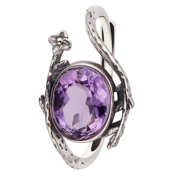 Wholesale Women's Ring With Natural Color Amethyst Citrine Topaz Garnet Set With Crystal In Thai Silver And S925 Sterling Silver With Flower Pattern