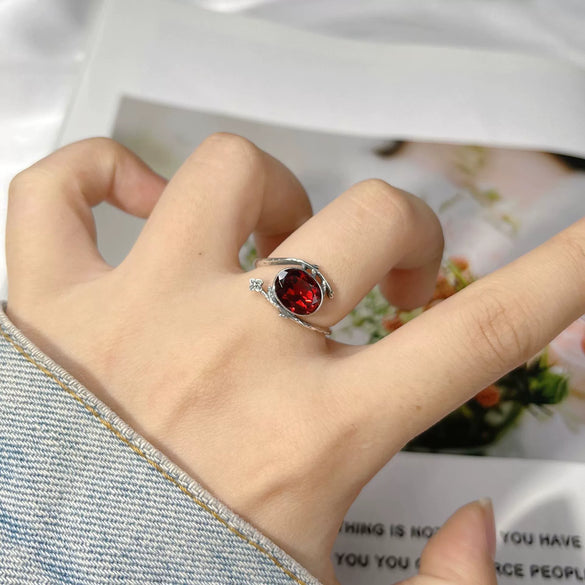 Wholesale Women's Ring With Natural Color Amethyst Citrine Topaz Garnet Set With Crystal In Thai Silver And S925 Sterling Silver With Flower Pattern