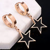 Wholesale Women's Rose Gold Titanium Steel Earrings With S925 Silver Needle Color Preservation Electroplating Rhombus Dripping Glue Design