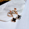 Wholesale Women's Rose Gold Titanium Steel Earrings With S925 Silver Needle Color Preservation Electroplating Rhombus Dripping Glue Design