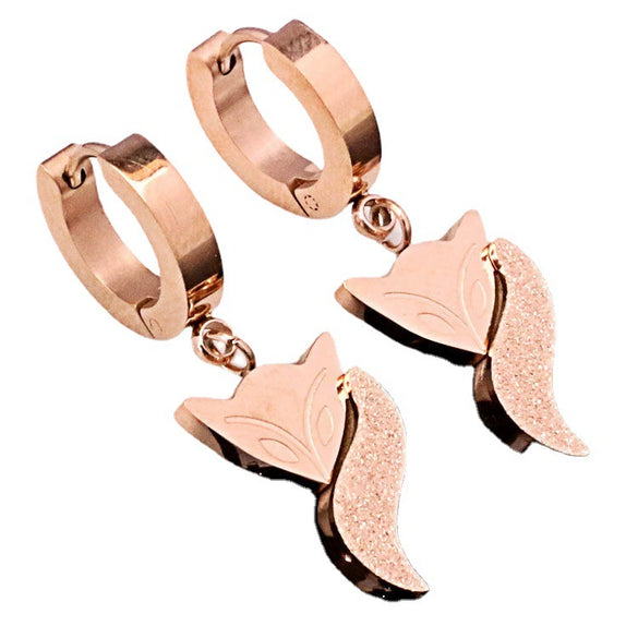 Wholesale Women's Rose Gold Titanium Steel Earrings With S925 Silver Needle Color Preservation Electroplating Rhombus Dripping Glue Design