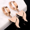 Wholesale Women's Rose Gold Titanium Steel Earrings With S925 Silver Needle Color Preservation Electroplating Rhombus Dripping Glue Design