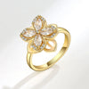 Wholesale Women's Rotatable Copper Open Ring With Geometric And Flower Design And Electroplating