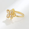 Wholesale Women's Rotatable Copper Open Ring With Geometric And Flower Design And Electroplating