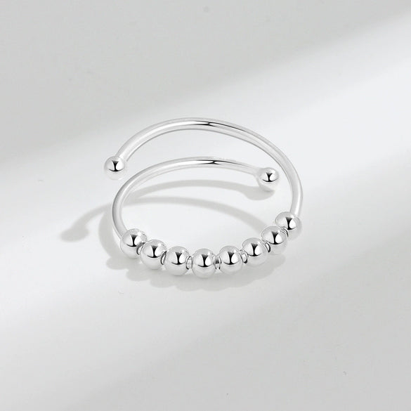 Wholesale Women's Rotatable Decompression Anxiety Ring S925 Sterling Silver Geometric Electroplated