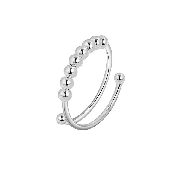 Wholesale Women's Rotatable Decompression Anxiety Ring S925 Sterling Silver Geometric Electroplated