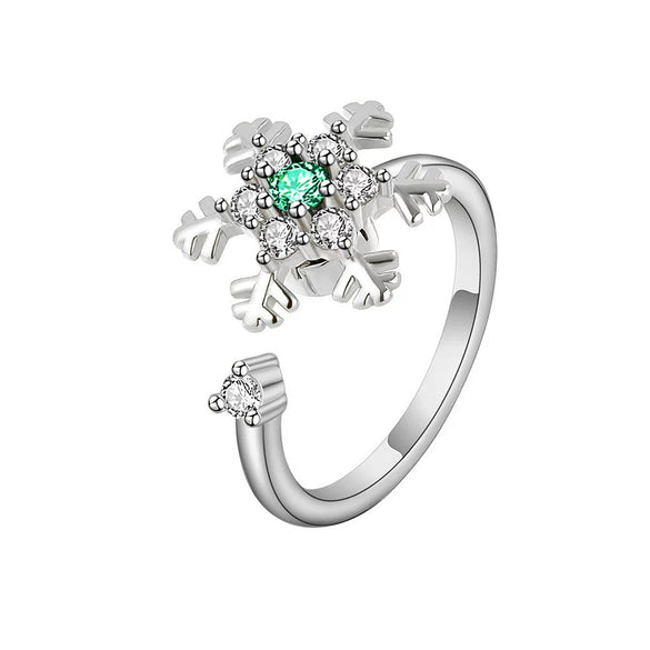 Wholesale Women's Rotatable Decompression Snowflake Copper Ring With Electroplating And Simple Design