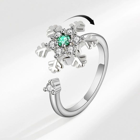 Wholesale Women's Rotatable Decompression Snowflake Copper Ring With Electroplating And Simple Design
