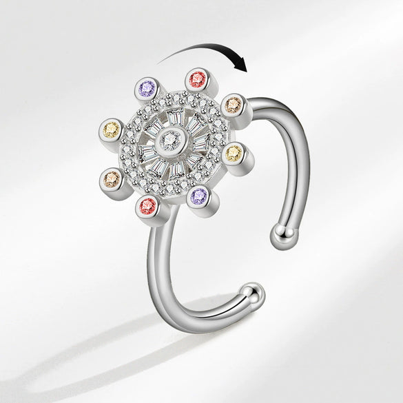 Wholesale Women's Rotating Copper Ring With Geometric Pattern And Electroplating Treatment Star And Sailor Rudder Design For Antianxiety And Decompression