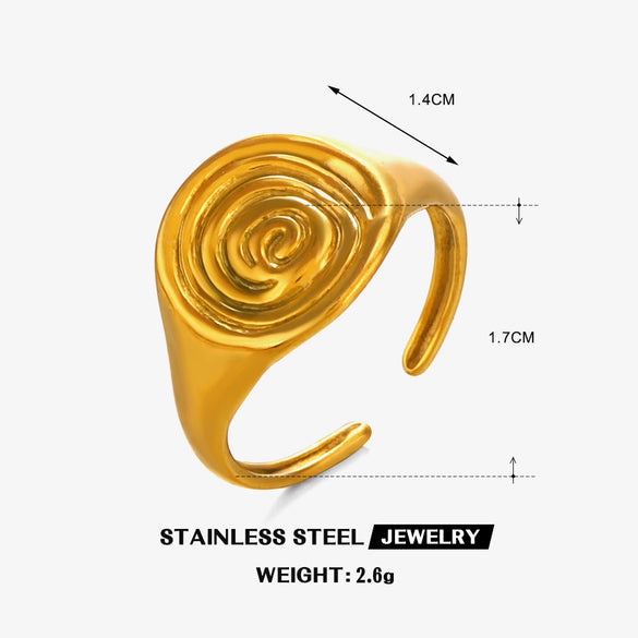 Wholesale Women's Rotating Geometric Stainless Steel 18K Goldplated Open Ring