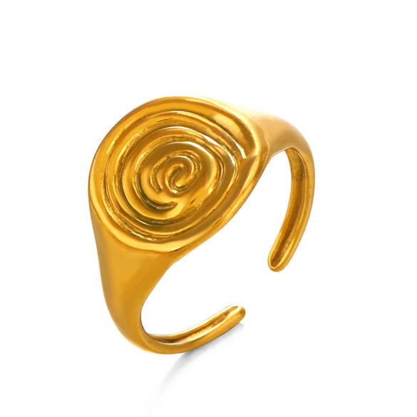 Wholesale Women's Rotating Geometric Stainless Steel 18K Goldplated Open Ring