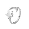 Wholesale Women's Rotating Star And Moon Intersection Ring Copper Electroplated