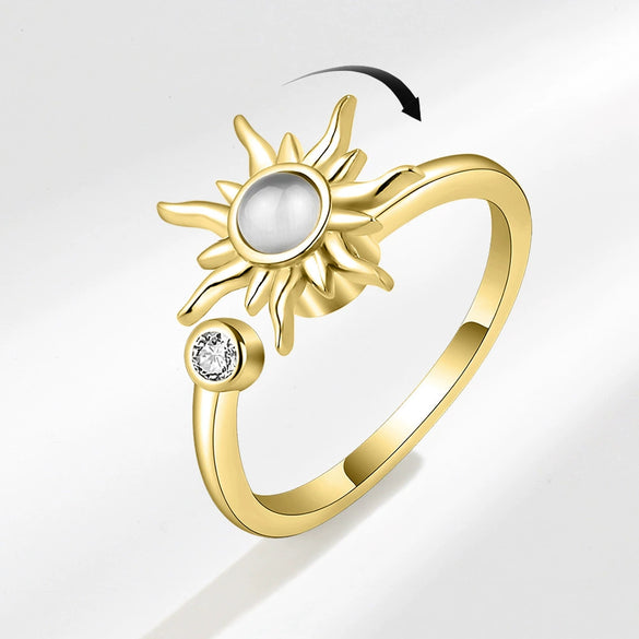 Wholesale Women's Rotating Sunflower Copper Ring For Stress Relief