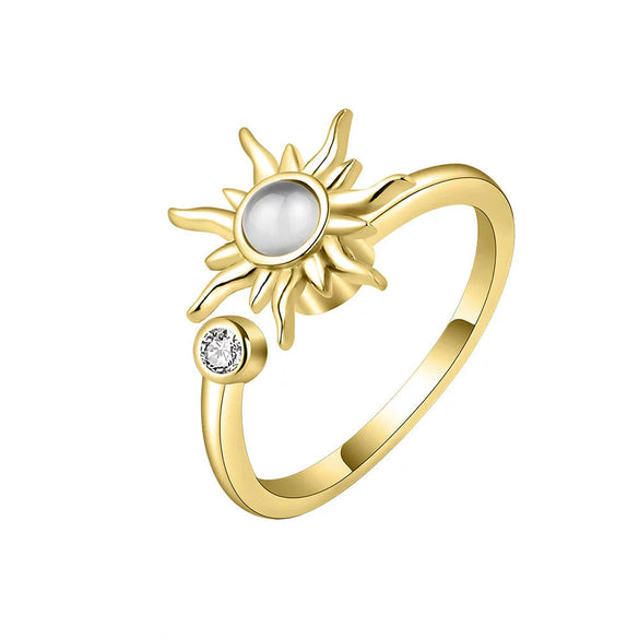 Wholesale Women's Rotating Sunflower Copper Ring For Stress Relief