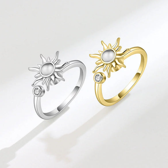 Wholesale Women's Rotating Sunflower Copper Ring For Stress Relief