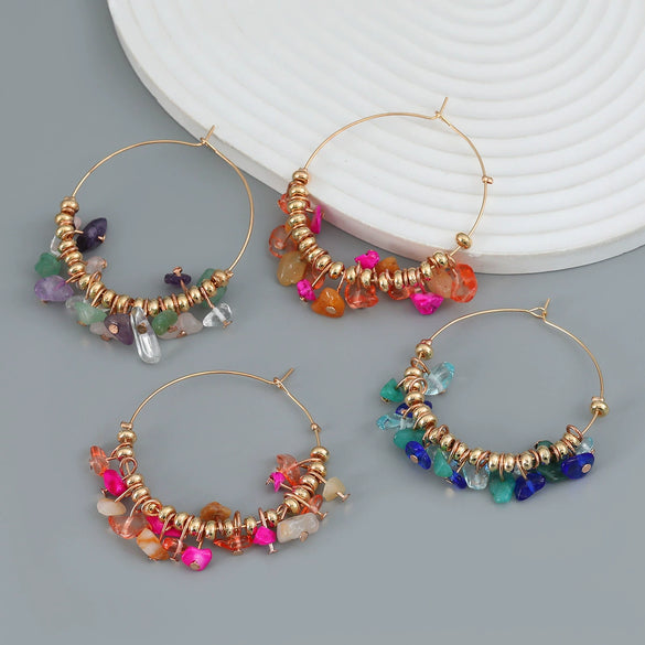 Wholesale Women's Round Alloy Resin Geometric Weaving Earrings