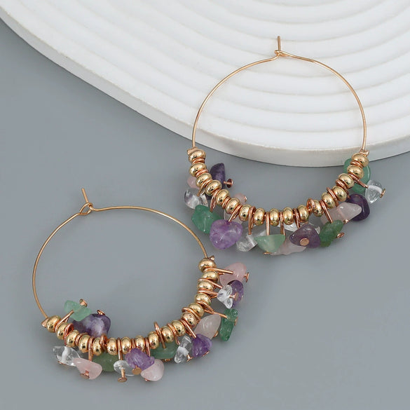 Wholesale Women's Round Alloy Resin Geometric Weaving Earrings