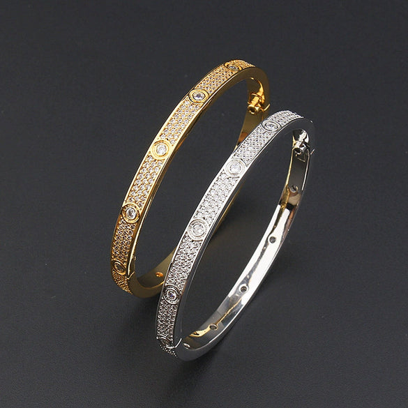 Wholesale Women's Round Bracelet With Diamond Like Zircon Made Of Environmental Protection Copper