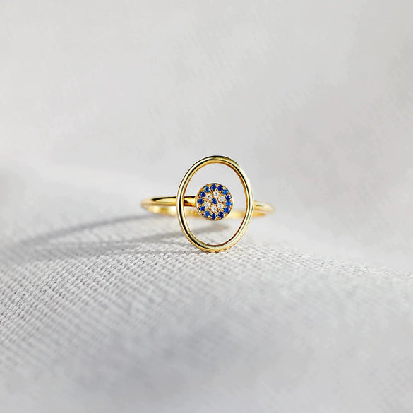 Wholesale Women's Round Devil Evil Eye Ring S925 Sterling Silver Geometric Electroplated
