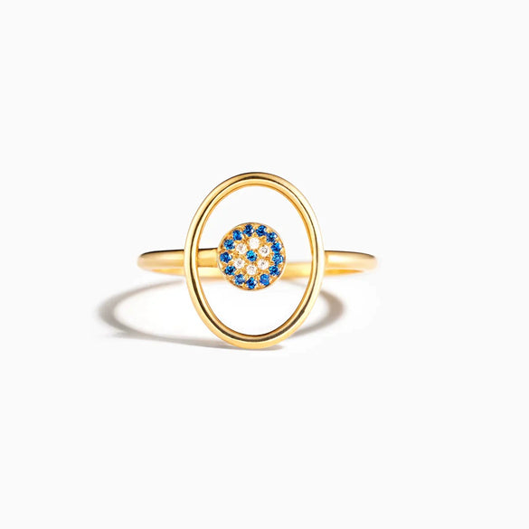 Wholesale Women's Round Devil Evil Eye Ring S925 Sterling Silver Geometric Electroplated