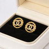 Wholesale Women's Round Doublering Diamondinlaid Copper Earrings With Geometric Design
