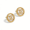 Wholesale Women's Round Doublering Diamondinlaid Copper Earrings With Geometric Design