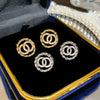 Wholesale Women's Round Doublering Diamondinlaid Copper Earrings With Geometric Design