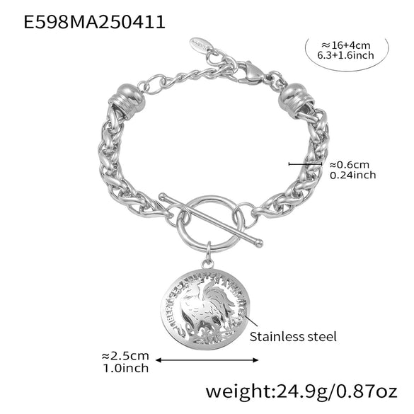 Wholesale Women's Round Geometric Pendant Ot Buckle Bracelet Titanium Steel Plated With 18K Real Gold Electroplated For Hip Hop Street Color Preservation