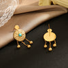 Wholesale Women's Round Knock Pattern Chain Earrings With Geometric Design Stainless Steel Electroplated