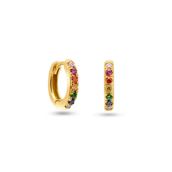 Wholesale Women's Round Micro Inlay Color Zircon Earrings