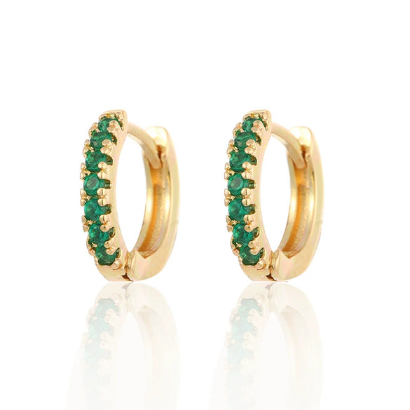 Wholesale Women's Round Micro Inlay Color Zircon Earrings