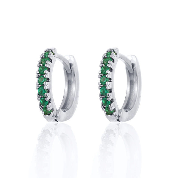 Wholesale Women's Round Micro Inlay Color Zircon Earrings