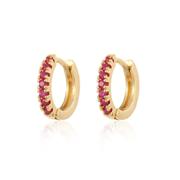 Wholesale Women's Round Micro Inlay Color Zircon Earrings