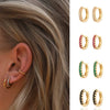 Wholesale Women's Round Micro Inlay Color Zircon Earrings