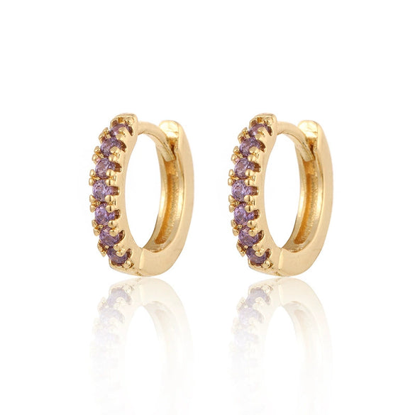 Wholesale Women's Round Micro Inlay Color Zircon Earrings