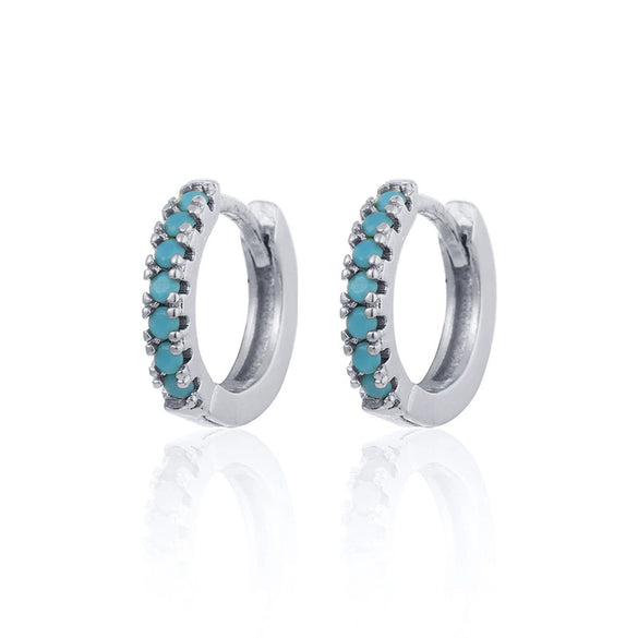 Wholesale Women's Round Micro Inlay Color Zircon Earrings