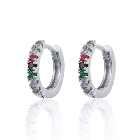 Wholesale Women's Round Micro Inlay Color Zircon Earrings