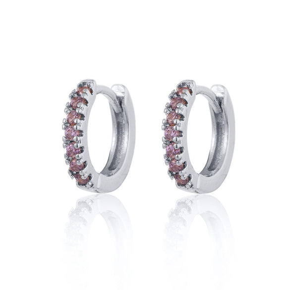 Wholesale Women's Round Micro Inlay Color Zircon Earrings