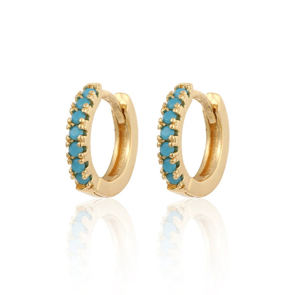 Wholesale Women's Round Micro Inlay Color Zircon Earrings