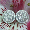 Wholesale Women's Round White Zircon Stud Earrings Copper Material Flower Pattern Simple Style Electroplated
