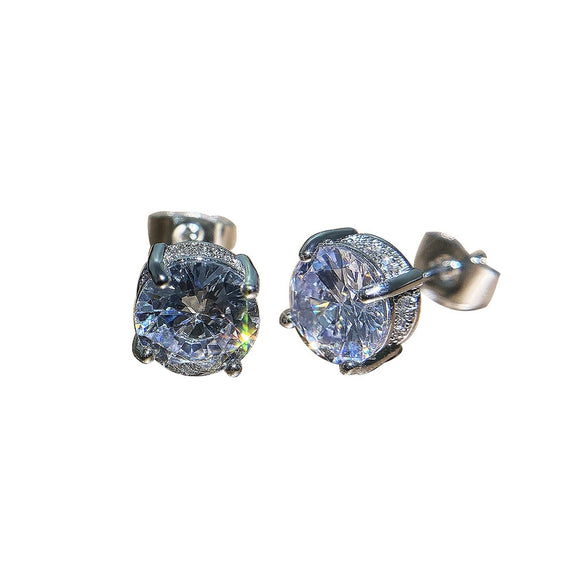 Wholesale Women's Round Zircon Earrings Copper Material Simple Geometric Style