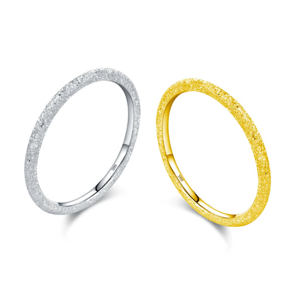 Wholesale Women's S999 Pure Silver Classic Simple Sparkling Stacking Ring With Electroplating