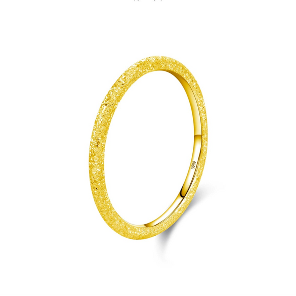 Wholesale Women's S999 Pure Silver Classic Simple Sparkling Stacking Ring With Electroplating