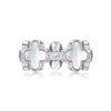Wholesale Women's S925 Pure Silver Flower Shape Ring With Mother Shell Zircon Inlaid And Geometric Design And Electroplating Treatment