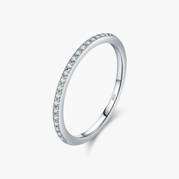 Wholesale Women's S925 Pure Silver Geometric Style Ring With Mosan Diamond And Rhinestones