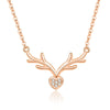 Wholesale Women's S925 Silver Antlers Love Diamond Animals Zodiac Necklace